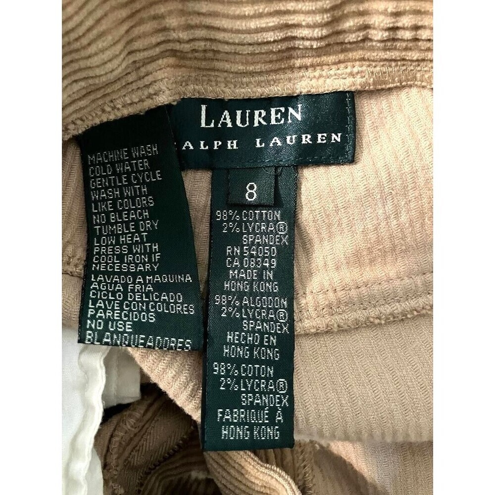 Lauren Ralph Lauren Girls Corduroy Pants‎ Beige 8 Preppy School Aesthetic Chic - Picture 6 of 11
